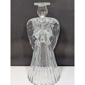 Lead Crystal Angel Candle Holder Christmas Decor 7"